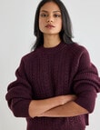 Whistle Cable Knit Rib Jumper, Black Cherry product photo View 05 S