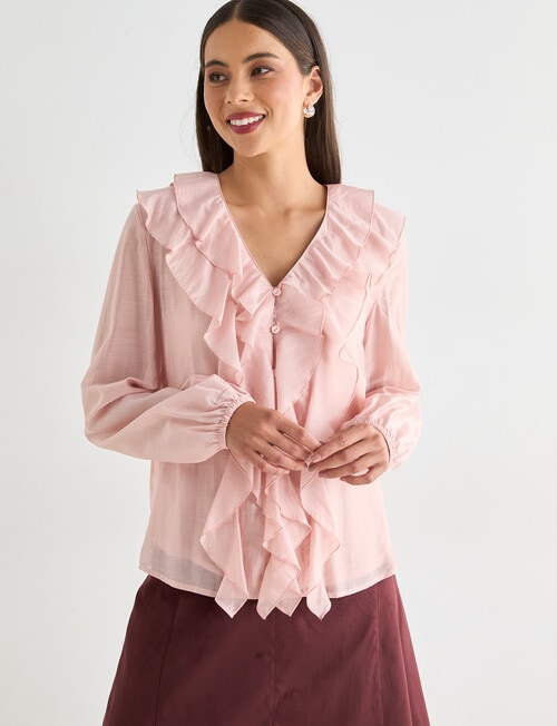 Whistle Long Sleeve Frill Top, Blush product photo View 05 L