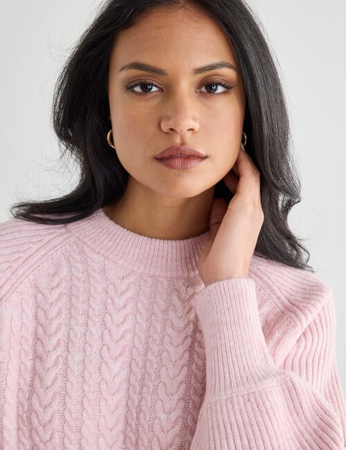 Whistle Cable Knit Rib Jumper, Pink Quartz product photo View 05 L