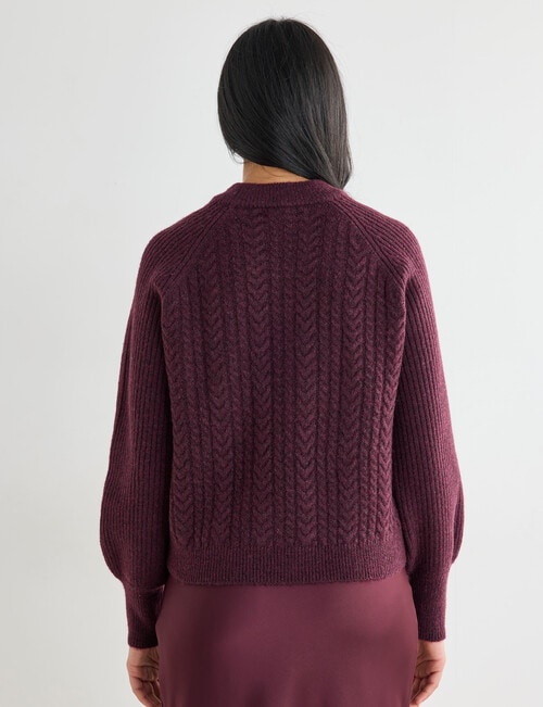 Whistle Cable Knit Rib Jumper, Black Cherry product photo View 02 L