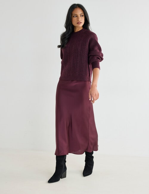 Whistle Cable Knit Rib Jumper, Black Cherry product photo View 03 L