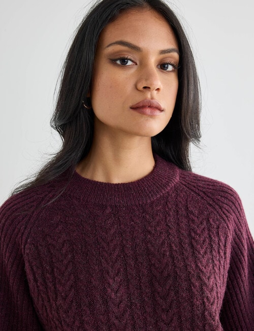 Whistle Cable Knit Rib Jumper, Black Cherry product photo View 04 L