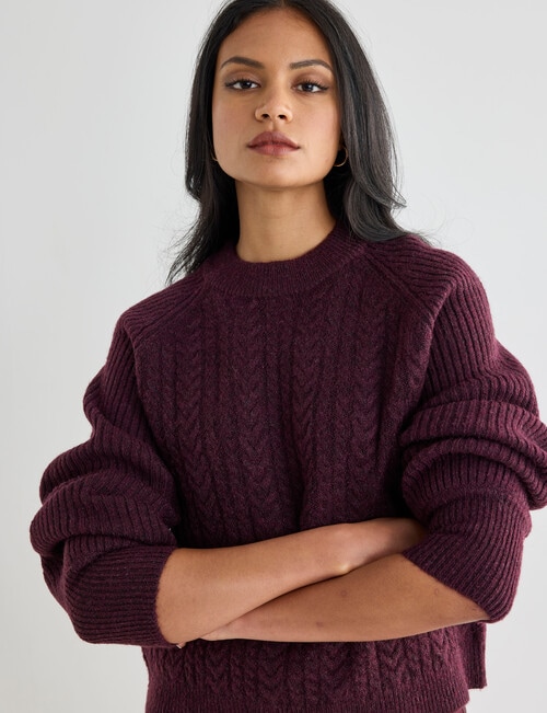 Whistle Cable Knit Rib Jumper, Black Cherry product photo View 05 L