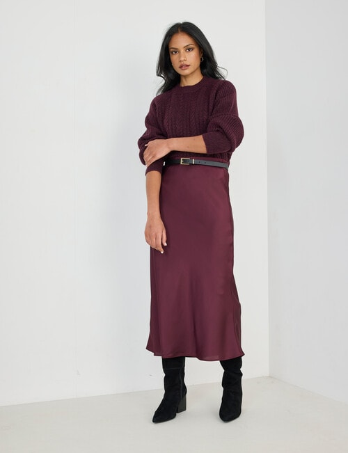 Whistle Cable Knit Rib Jumper, Black Cherry product photo View 06 L