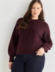 Whistle Cable Knit Rib Jumper, Black Cherry product photo View 12 S
