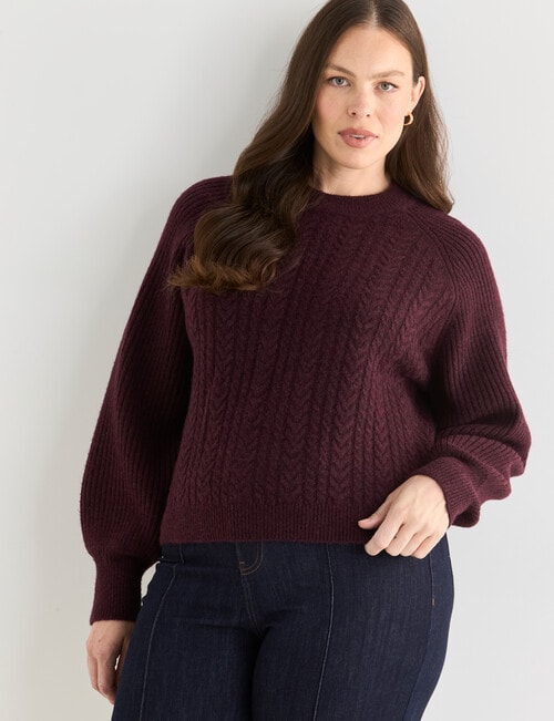 Whistle Cable Knit Rib Jumper, Black Cherry product photo View 12 L