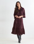 Whistle Satin Tiered Midi Dress, Dark Cherry product photo View 03 S