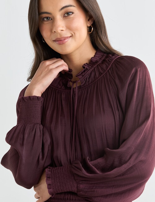 Whistle Satin Tiered Midi Dress, Dark Cherry product photo View 04 L