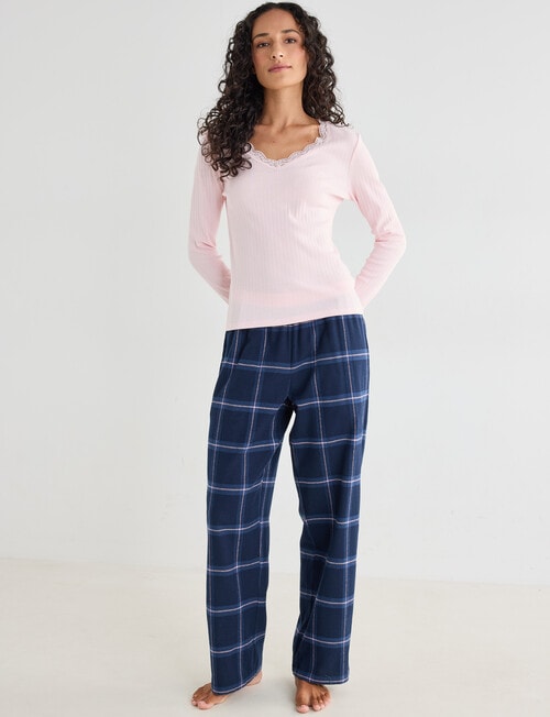 Zest Sleep Flannel Pant, Navy Check product photo View 03 L