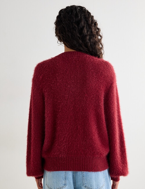 Zest Feather Knit Cardigan, Port product photo View 02 L