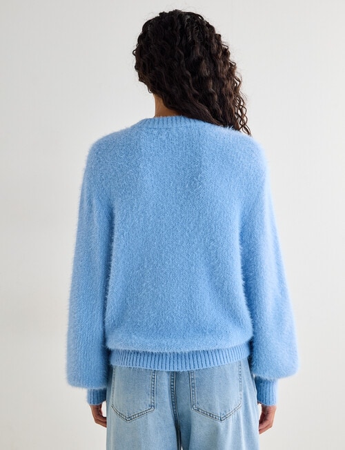 Zest Feather Knit Cardigan, Pale Blue product photo View 02 L
