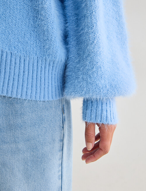 Zest Feather Knit Cardigan, Pale Blue product photo View 05 L
