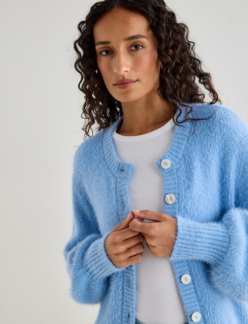 Zest Feather Knit Cardigan, Pale Blue product photo View 06 L