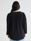 Studio Curve V-Neck Long Sleeve Blouse, Black product photo View 02 S