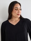 Studio Curve V-Neck Long Sleeve Blouse, Black product photo View 04 S