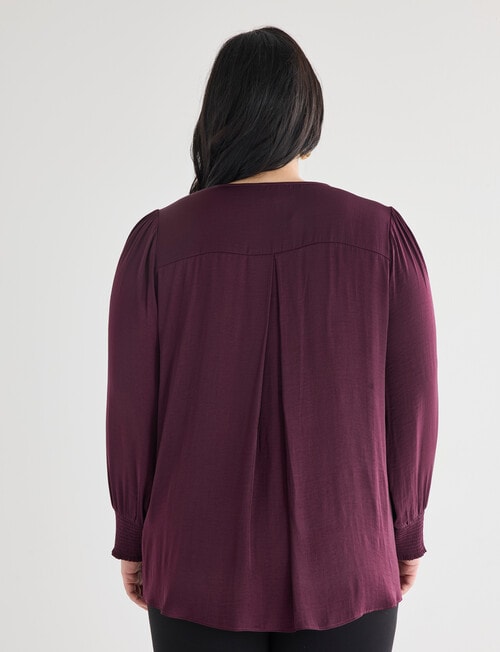 Studio Curve Pintuck Button Front Top, Cherry Lacquer product photo View 02 L