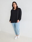 Studio Curve V-Neck Long Sleeve Blouse, Black product photo View 03 S