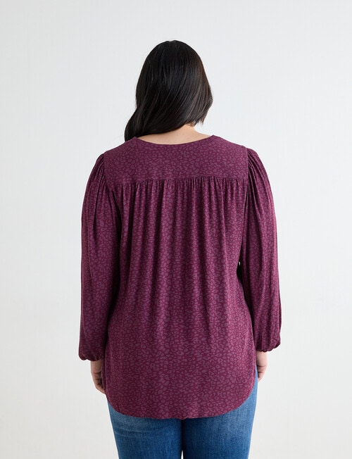 Studio Curve V-Neck Leopard Print Blouse, Cherry Lacquer product photo View 02 L