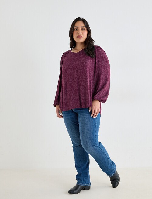 Studio Curve V-Neck Leopard Print Blouse, Cherry Lacquer product photo View 03 L