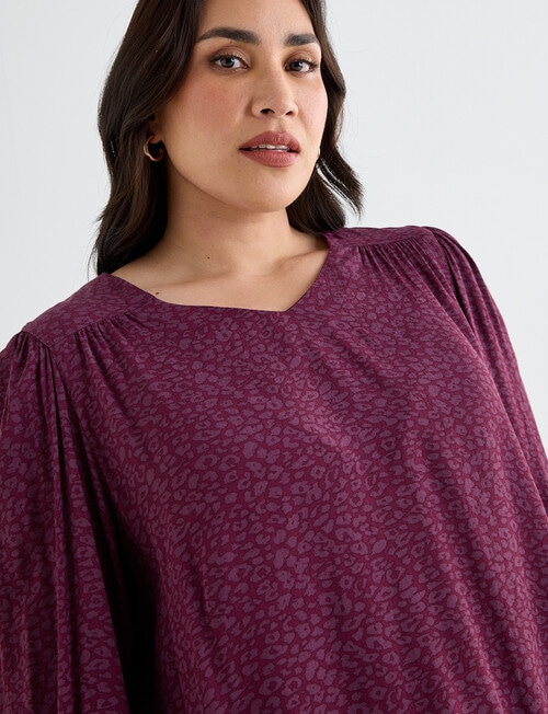 Studio Curve V-Neck Leopard Print Blouse, Cherry Lacquer product photo View 04 L