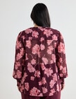 Studio Curve Shirred Flower Print Blouse, Cherry Lacquer product photo View 02 S