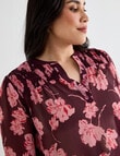 Studio Curve Shirred Flower Print Blouse, Cherry Lacquer product photo View 04 S