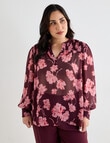 Studio Curve Shirred Flower Print Blouse, Cherry Lacquer product photo View 05 S