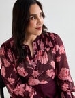 Studio Curve Shirred Flower Print Blouse, Cherry Lacquer product photo View 06 S
