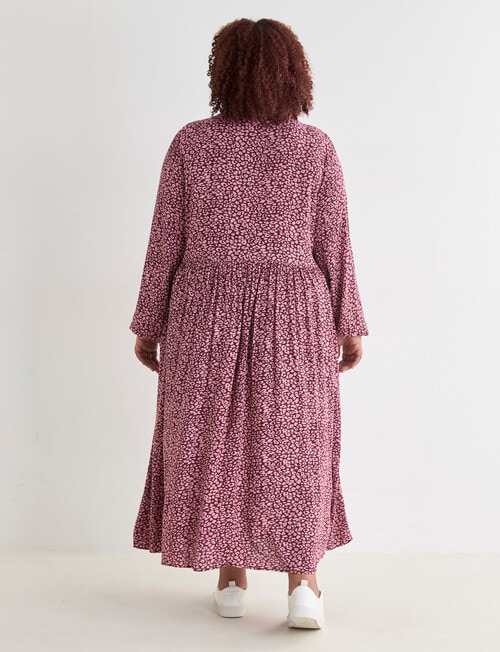 Studio Curve Retro Animal Button Front Tiered Dress, Pink product photo View 02 L