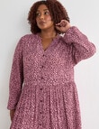 Studio Curve Retro Animal Button Front Tiered Dress, Pink product photo View 04 S