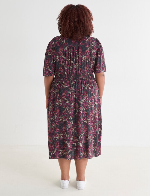 Studio Curve Winter Floral Print Empire Dress, Pink product photo View 02 L