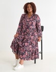 Studio Curve Floral V-Neck Tiered Dress, Pink product photo