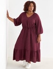 Studio Curve Check V-Neck Tiered Dress, Cherry Lacquer product photo