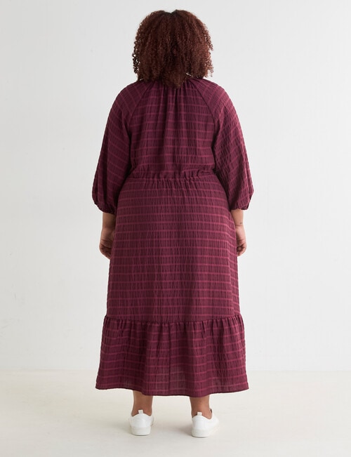Studio Curve Check V-Neck Tiered Dress, Cherry Lacquer product photo View 02 L