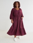 Studio Curve Check V-Neck Tiered Dress, Cherry Lacquer product photo View 03 S