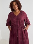 Studio Curve Check V-Neck Tiered Dress, Cherry Lacquer product photo View 05 S