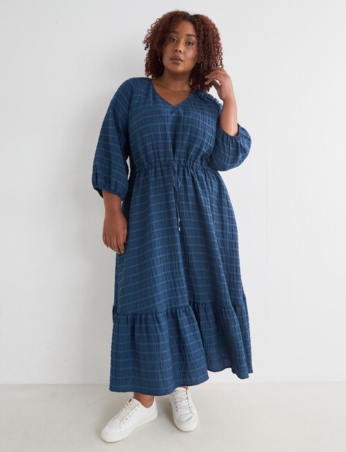 Studio Curve Check V-Neck Tiered Dress, Future Dusk product photo View 03 L