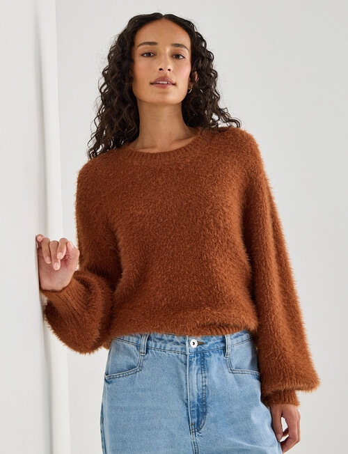 Zest Feather Knit Sweater, Ginger product photo