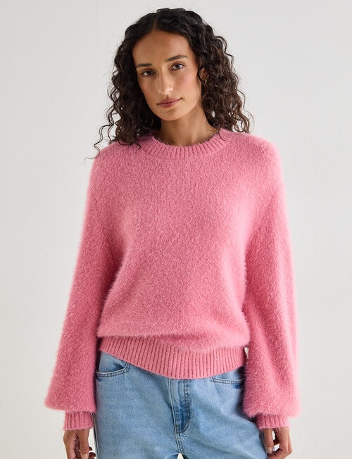Zest Feather Knit Sweater, Pale Pink product photo