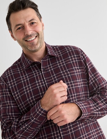 Chisel Flannel Long Sleeve Shirt, Berry product photo