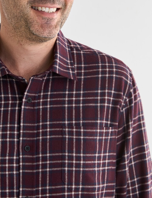 Chisel Flannel Long Sleeve Shirt, Berry product photo View 04 L