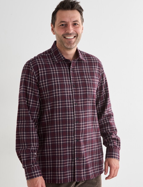 Chisel Flannel Long Sleeve Shirt, Berry product photo View 05 L