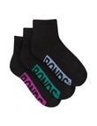 Bonds Logo Quarter Crew Socks, 3-Pack, Black & Electric Current product photo View 02 S