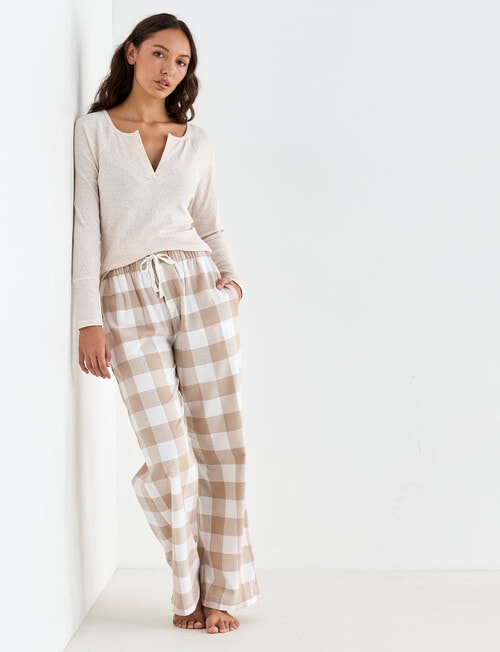 Mineral Sleep Check Flannel Pant, Oatmeal product photo View 03 L