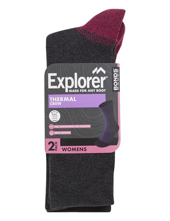 Bonds Explorer Thermal Crew Sock, 2-Pack, Black & Granita product photo