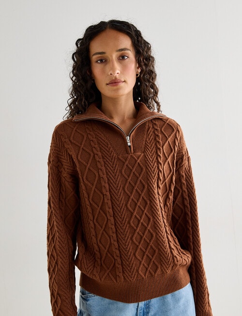 Zest Quarter Zip Knitwear, Ginger product photo