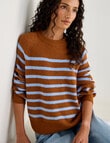 Zest Wool Blend Sweater, Ginger & Blue Stripe product photo