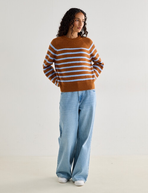 Zest Wool Blend Sweater, Ginger & Blue Stripe product photo View 03 L