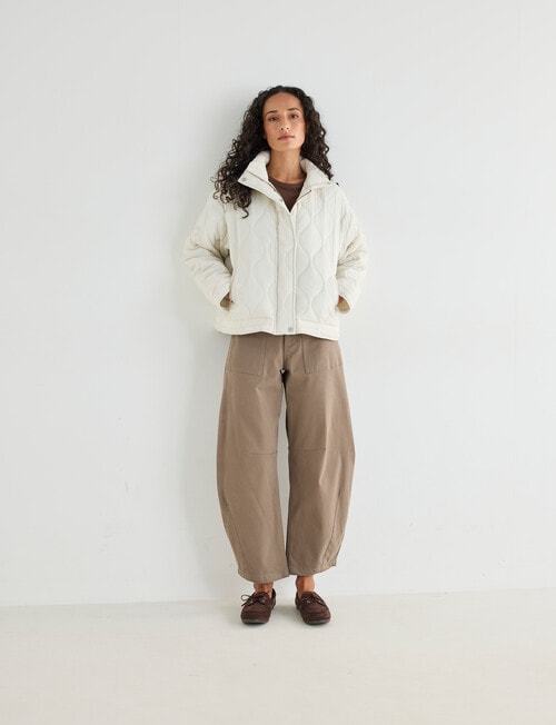 Zest Quilted Puffer Jacket, Stone product photo View 03 L