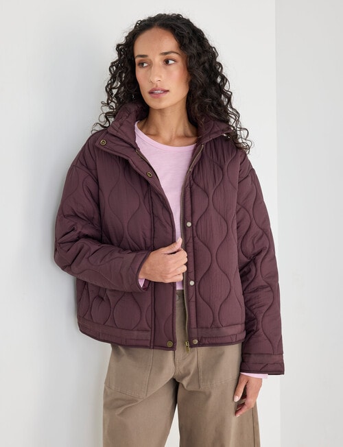 Zest Quilted Puffer Jacket, Wine product photo